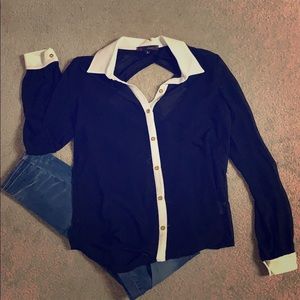 Flirty Black & White sheer blouse
